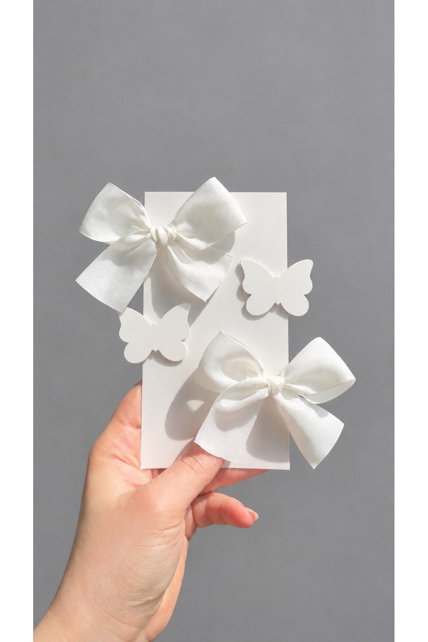 Valeri Butterfly White Clip Buckle Set (5/3 cm Metal Buckle)