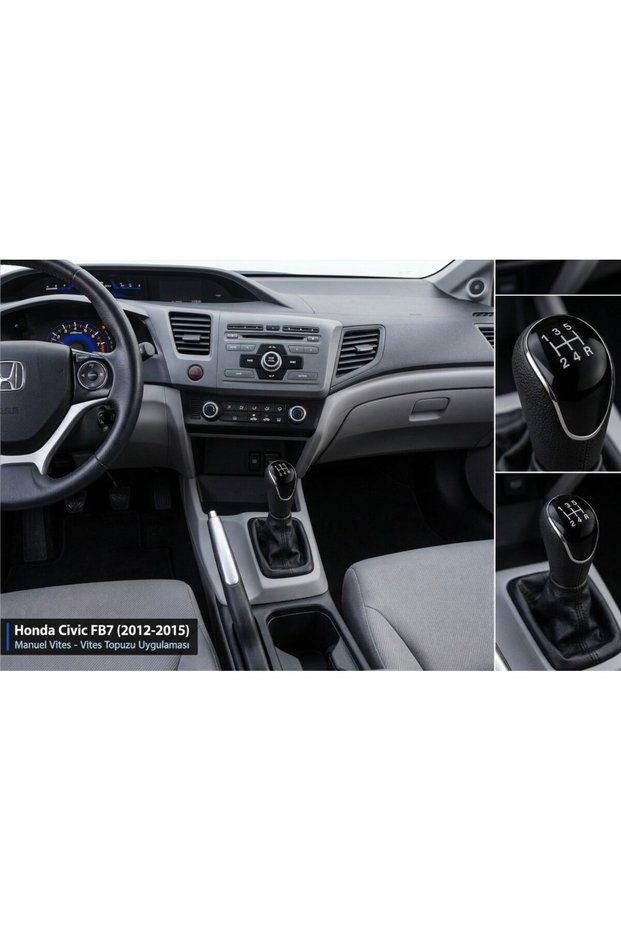 Honda Civic 2012-2016 Fb7 Gear Shift Knob Black Shema Leather Cover