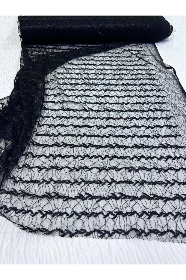Black Lace Fabric – Branch Patterned