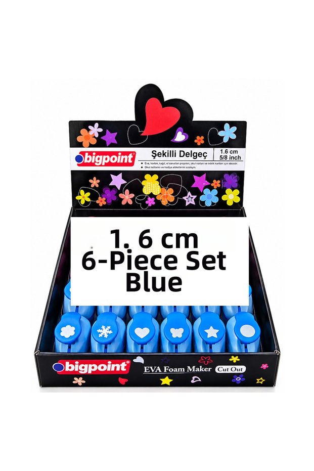 Shaped Hole Punches 1.6 cm Heart-Star-Round-Snowflake-Flower-Butterfly Set of 6