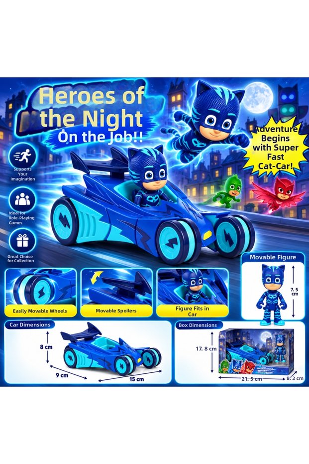 Cat Boy Figure and Cat Car Vehicle