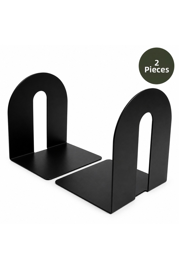 2 Pieces Black Modern | | Metal Book Support Book Holder Home and Office Decorative Accessory Bookend
