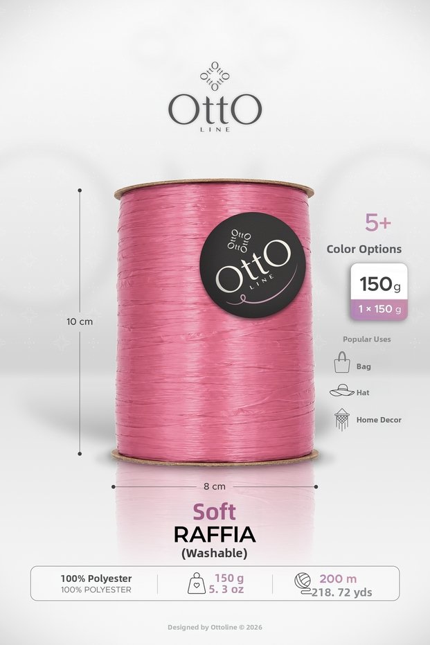 Soft Raffia • Pink(G29) • 150Gr/200M • Plastic Washable Raffia • Bags, Hats, Home Decor