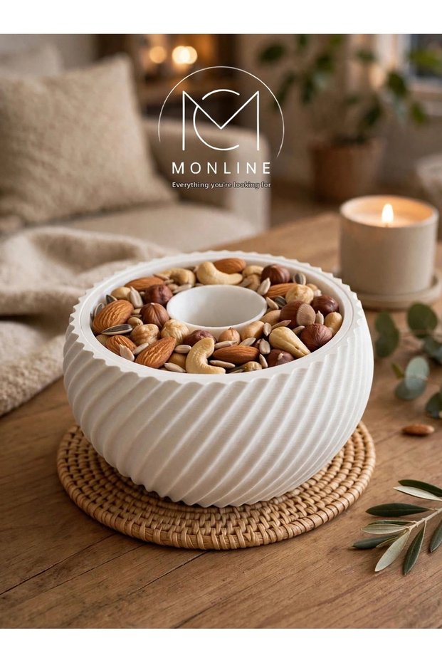 Effortlessly Emptyable Nut Bowl - 2-Layer Spiral Design Snack Bowl