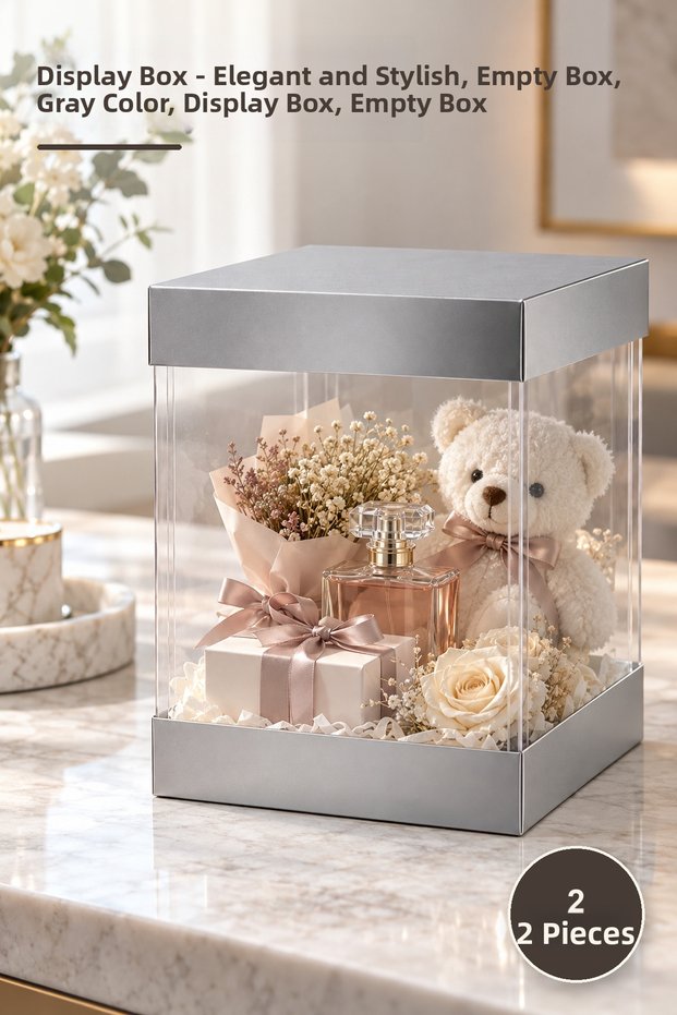 2 Presentation Boxes – Stylish and Elegant Empty Box, Gray Color, Presentation Box, Display Box, Empty Box