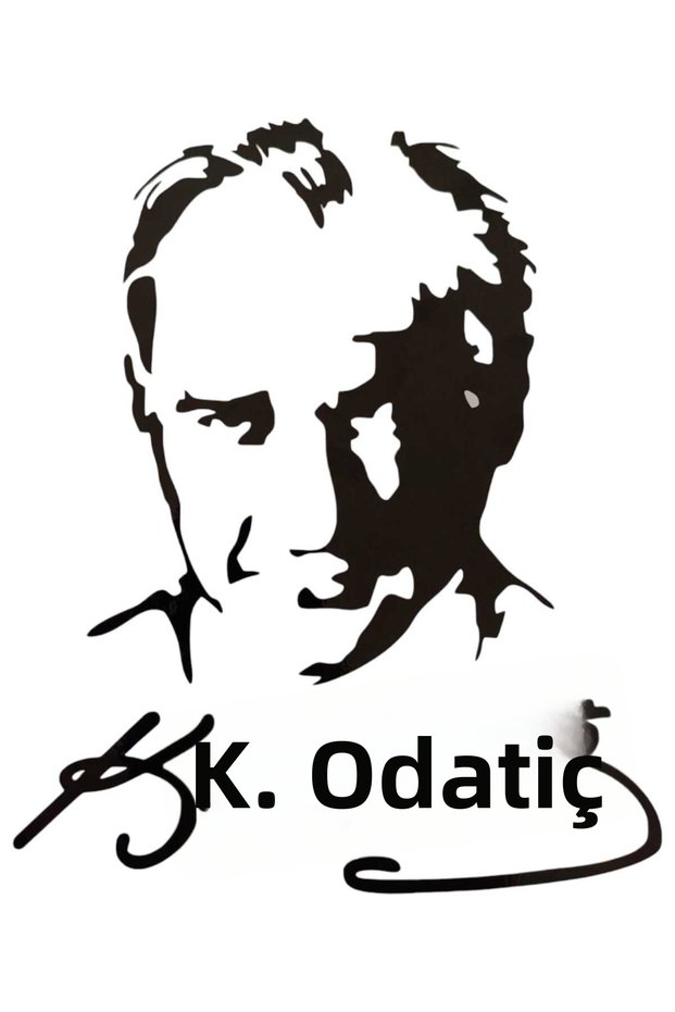K.Ataturk Silhouette Signed Car Sticker Black 19X15Cm