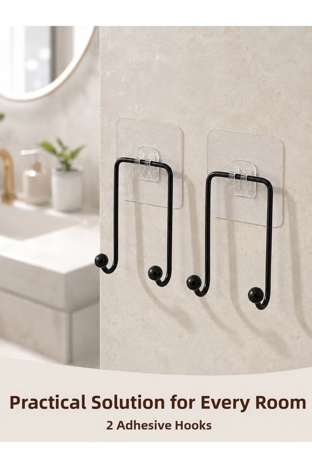 2-Pack Adhesive Wall Hanger for Kitchen, Bathroom and Home
