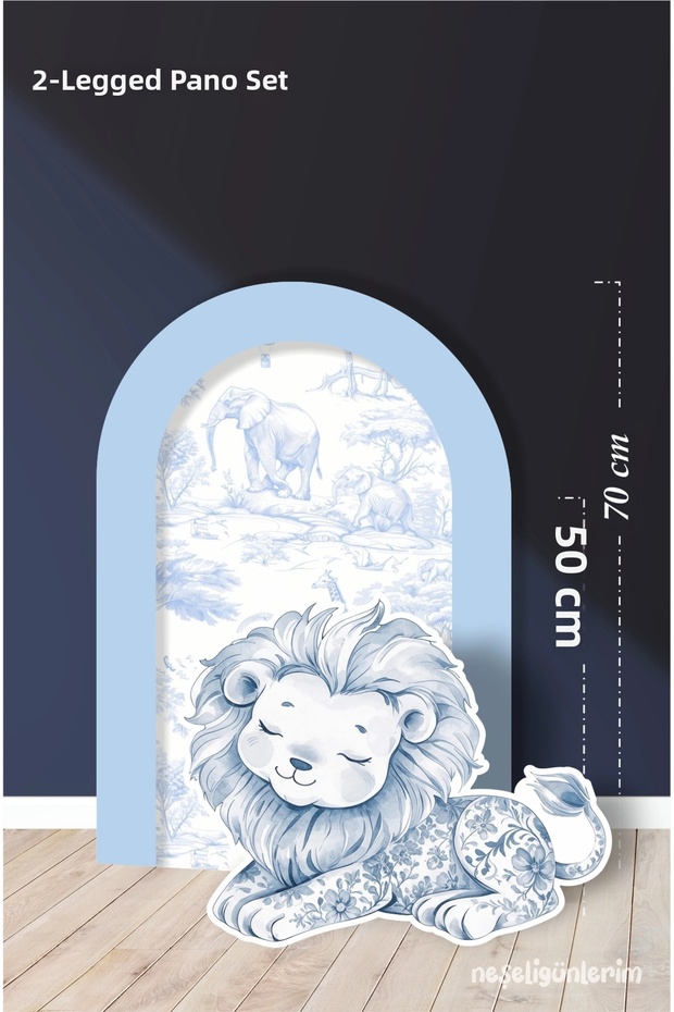 Set of 2 Standing Boards Safari Blue, Lion / 70 cm - 50 cm