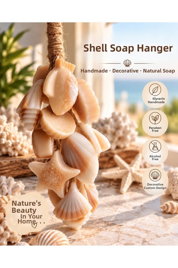 Seashell Shaped Glycerin Decorative Soap Pendant Handmade Marine Themed Bath and Gift Ornament