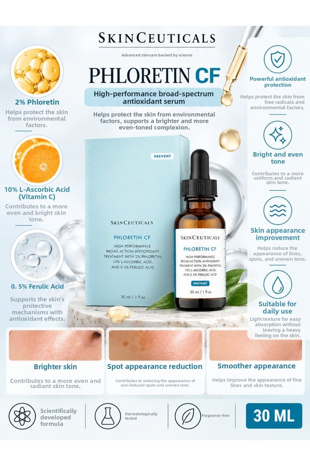 Phloretin Cf 30 ml – Anti-Blemish, Brightening, Antioxidant Facial Serum with Vitamin C