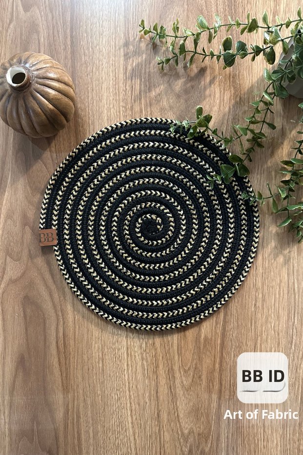 Handmade Wicker Jute Plate, Bohemian Luxury Plate, American Style Plate Diameter 33 Cm.
