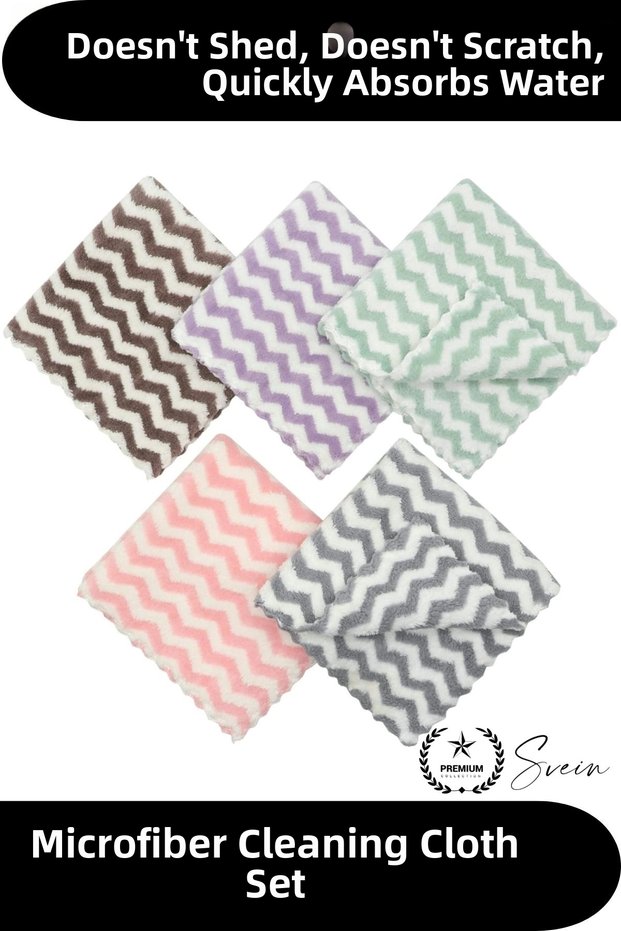 # Cleaning Cloth Set of 5 Microfiber Cleaning Cloths 30X30 cm Zigzag Patterned Mixed Color Lint-Free