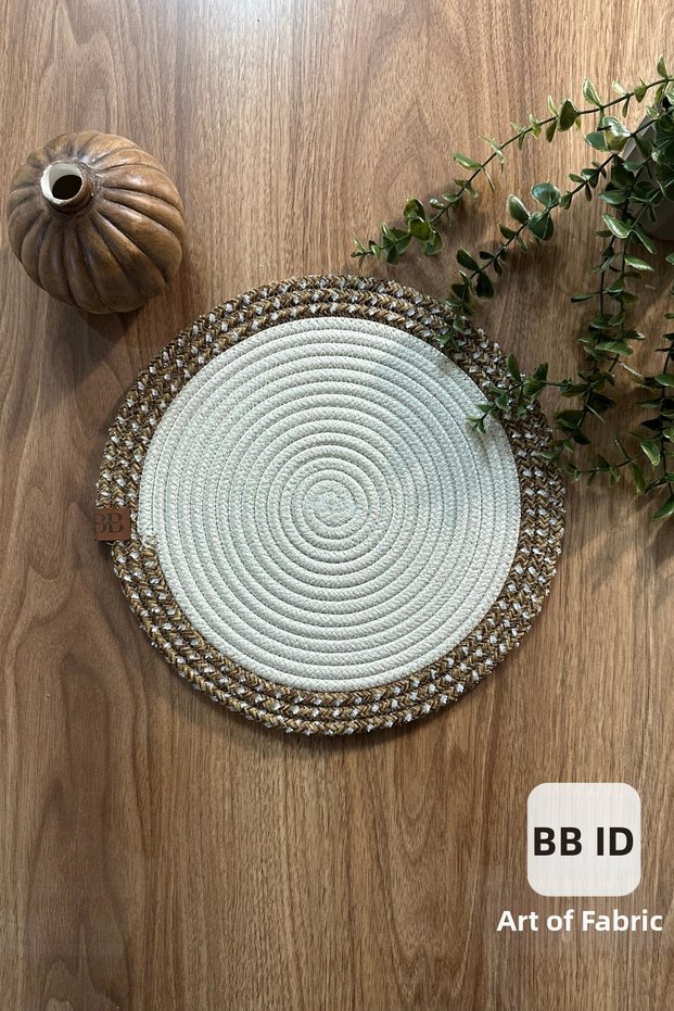 Handmade Wicker Jute Plate, Bohemian Luxury Plate, American Style Plate Diameter 33 Cm.