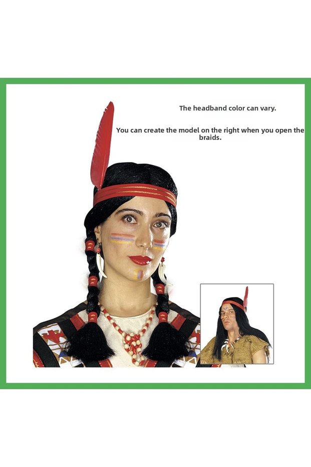 Furry Braided Indian Wig Native American Wig Bezoss