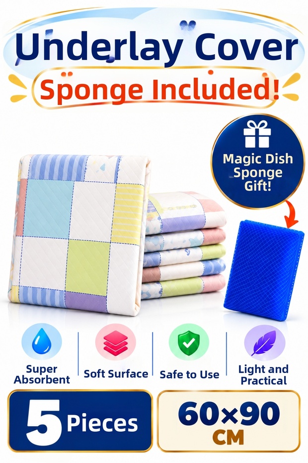 Super Thin Bottom Opening Cover 5 Pieces 60*90 cm Easy to Use (Sponge Included)