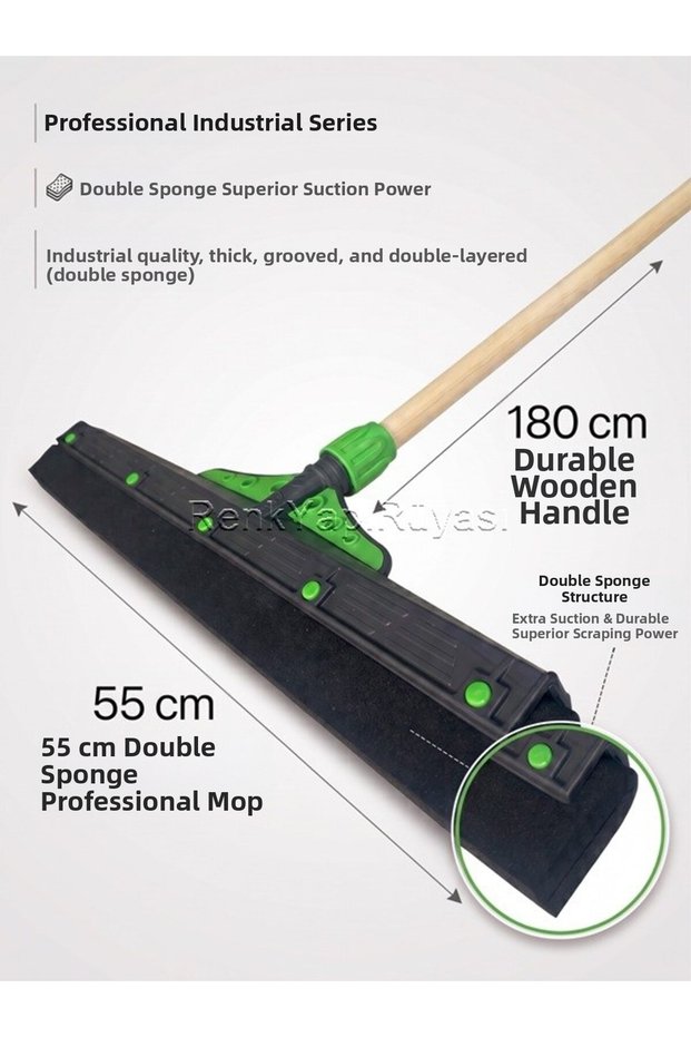 Industrial Rake with Handle for Hospitals, Schools, Workplaces, Large Surfaces, Rake Handle Length 180cm, Rake Length 55cm