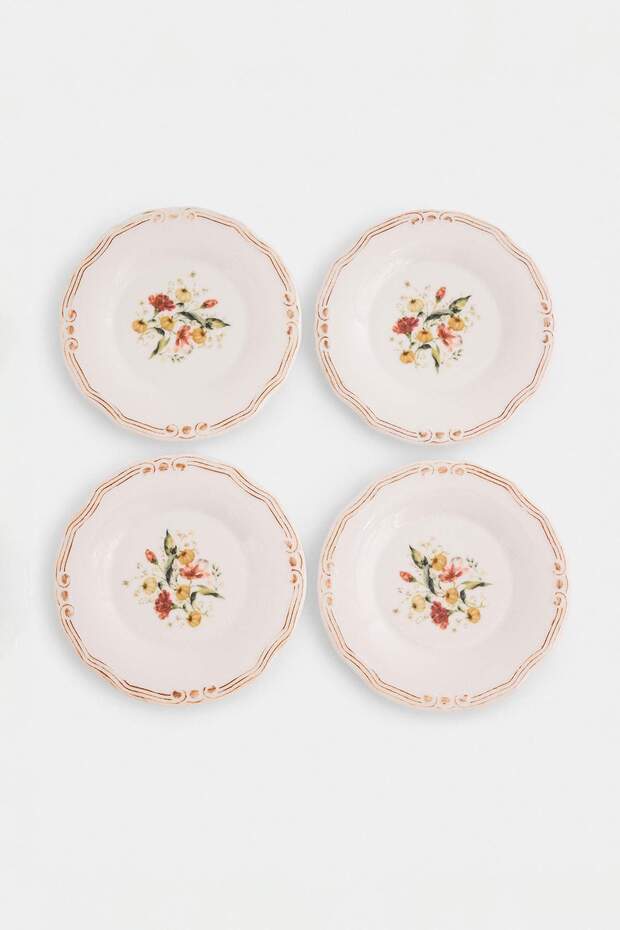 4-Piece Autumn Patterned Porcelain Cake Set Tphaw27Tbk00033