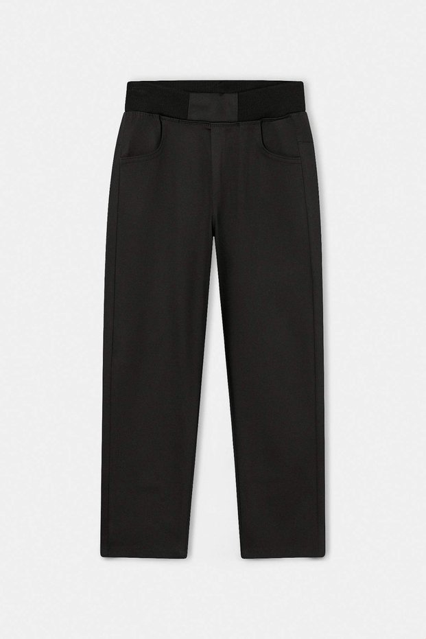 Black 100% Cotton Boys' Adjustable-Waist Plain Weave Gabardine Pants