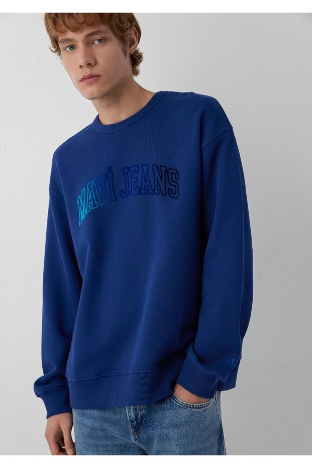 Jeans Printed Navy Blue Sweatshirt 0S20210-70722