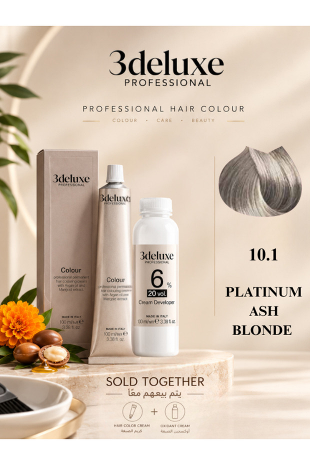 Hair Color Cream & Cream Developer 20 vol.(6%) – 100 ml Each Platinum Ash Blonde 10.1
