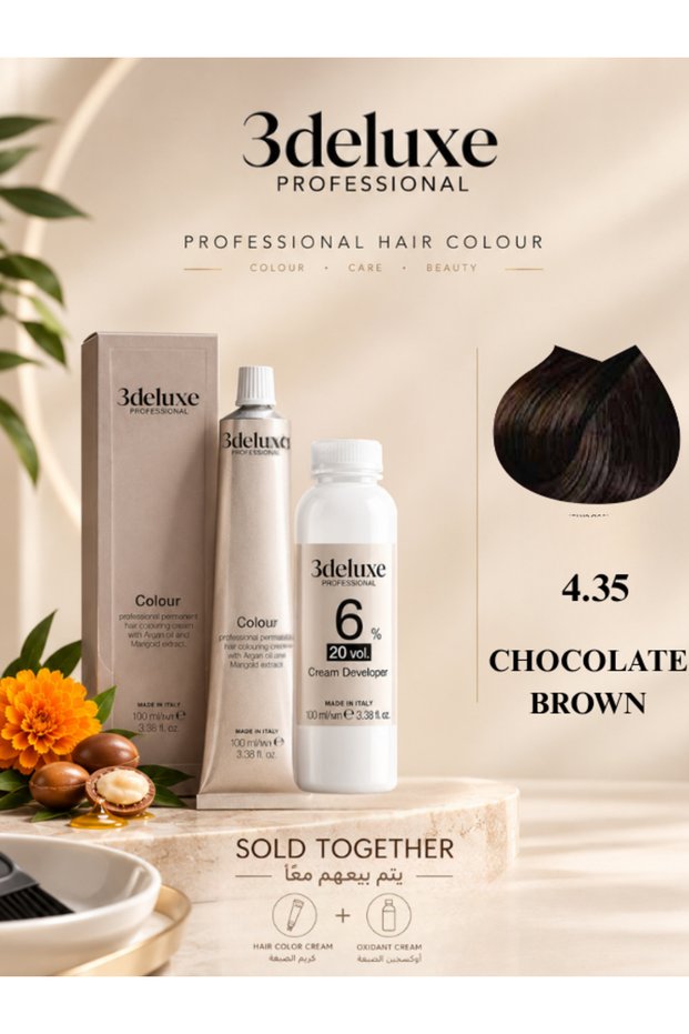 Hair Color Cream & Cream Developer 20 vol.(6%) β 100 ml Each CHOCOLATE BROWN 4.35