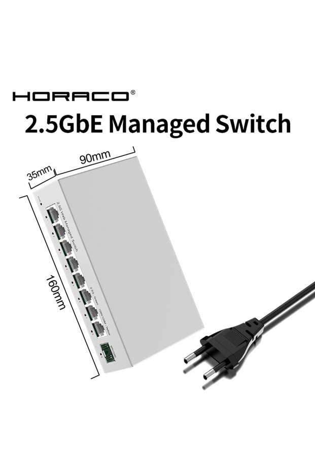 EU Adapter 2.5GbE Managed Switch 8 Port 2.5GBASE-T Network Switcher 10G SFP+ Slot Uplink Web Managed
