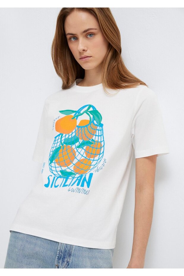 Sicilian Printed Ecru T-Shirt Regular Fit / Normal Cut 1614002-70057