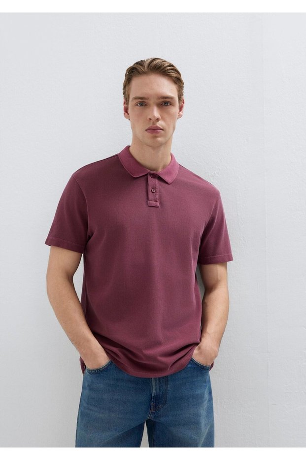 Burgundy Polo T-Shirt Loose Fit / Comfortable Cut 0613311-70426