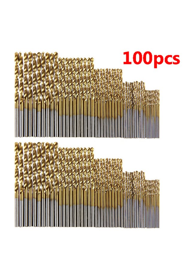 100pcs Gold 100/50Pcs Titanium Coated Drill Bits HSS High Speed Steel Set Tool Quality Power Tools 1