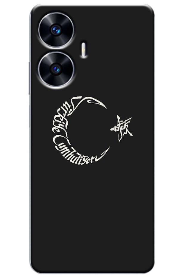 Realme C55 Compatible Case with Crescent Moon, Star, and Atatürk (Printed)