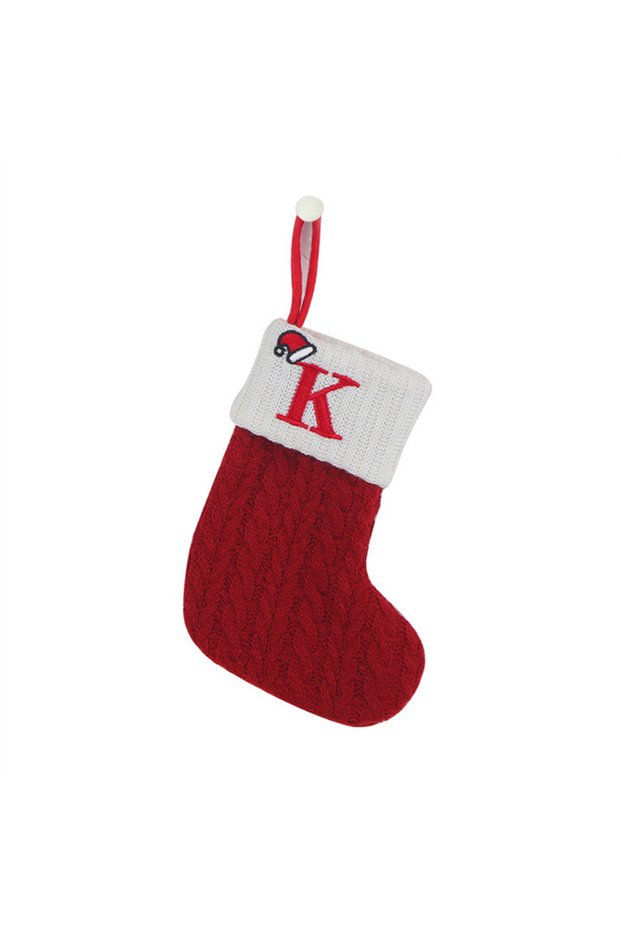 as picture K Christmas Socks Knitting Snowflake Letter Stocking Christmas Decoration For Home 2024 X