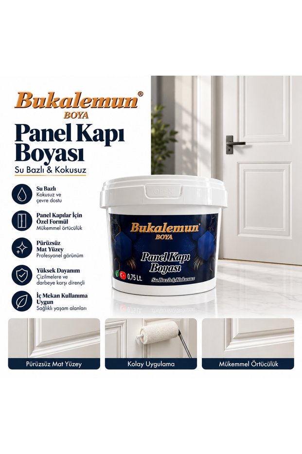 Su Bazlı Panel Kapı Boyası 0.75 Litre