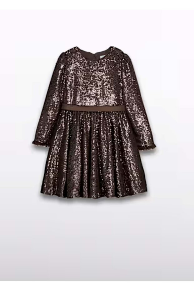Girl's Sequined Evening Dress Brown