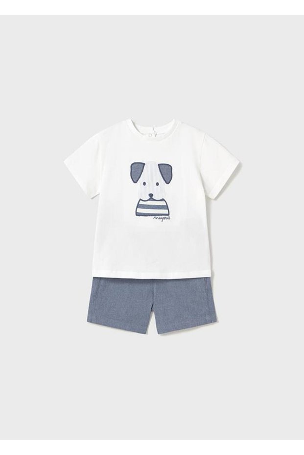 Baby Boy Dog Patterned Shorts 2-Piece Set