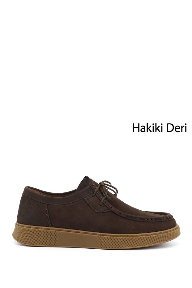 Men's Brown Nubuck Lace-Up Genuine Leather Shoes