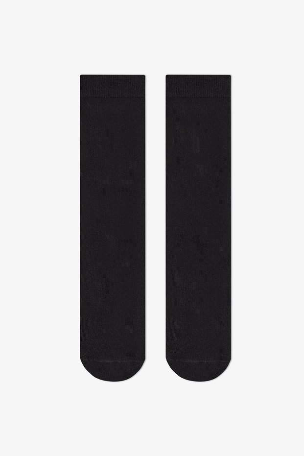 Girl's Heelless Black 2-Piece Trouser Socks