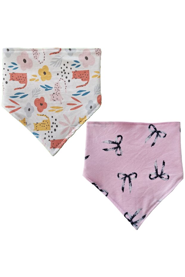 Triangle Scarf Combed Cotton Liquid Proof Drool and Feeding Bib 2 Pieces