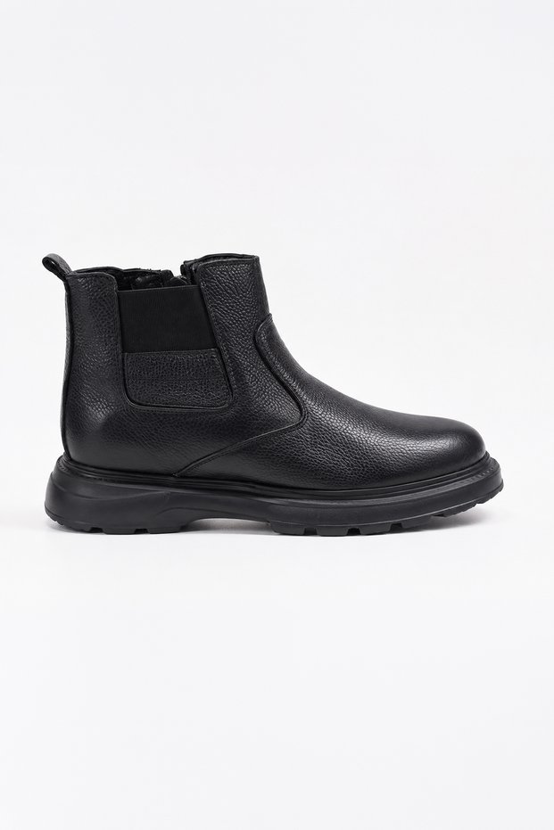 Men's Black Casual Zippered Ankle Boots