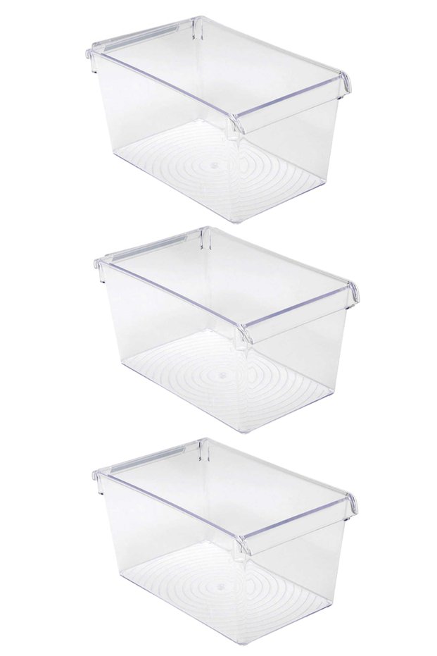 3-Piece Refrigerator Organizer Set for Inside the Cabinet Storage Container 310*180*150mm - Transparent