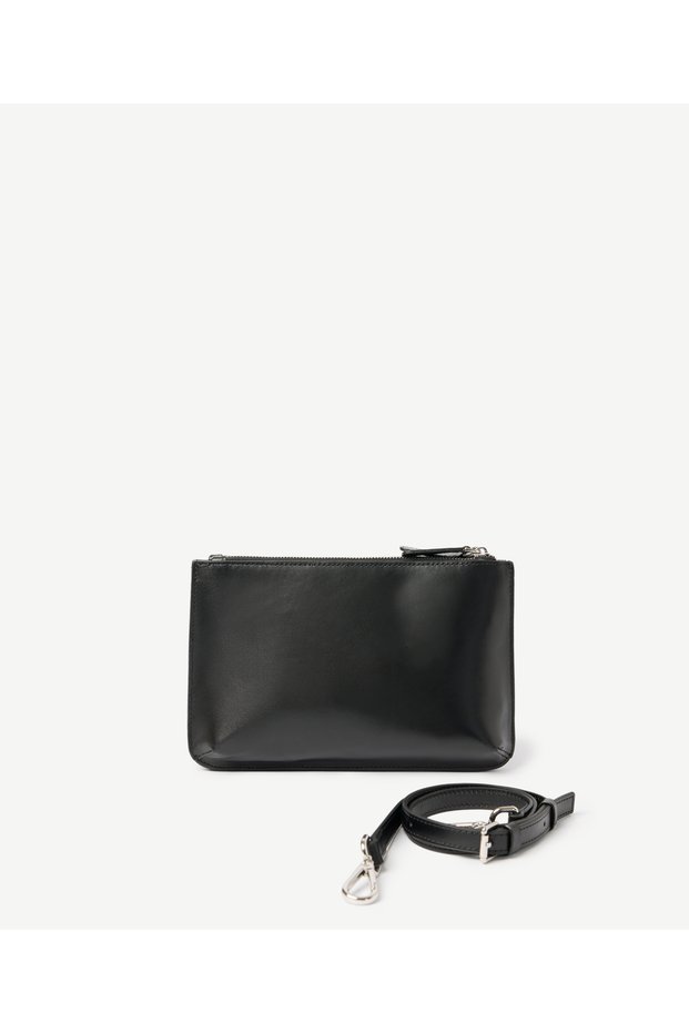Double Zipper Leather Crossbody Bag