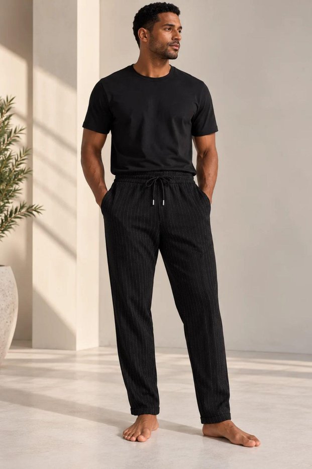 1044 Men's Back Elastic Waist Double Leg Stretchy Jogger Pants