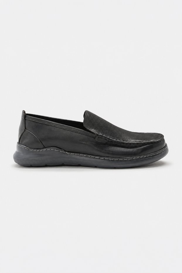 Men's Black Summer Casual Leather Shoes