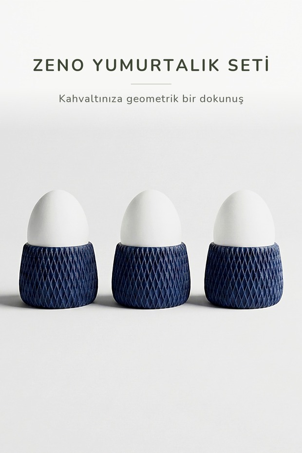 Zeno Decorative Poached Egg Cups Set of 3 – Navy Blue Egg Cups, Breakfast Presentation