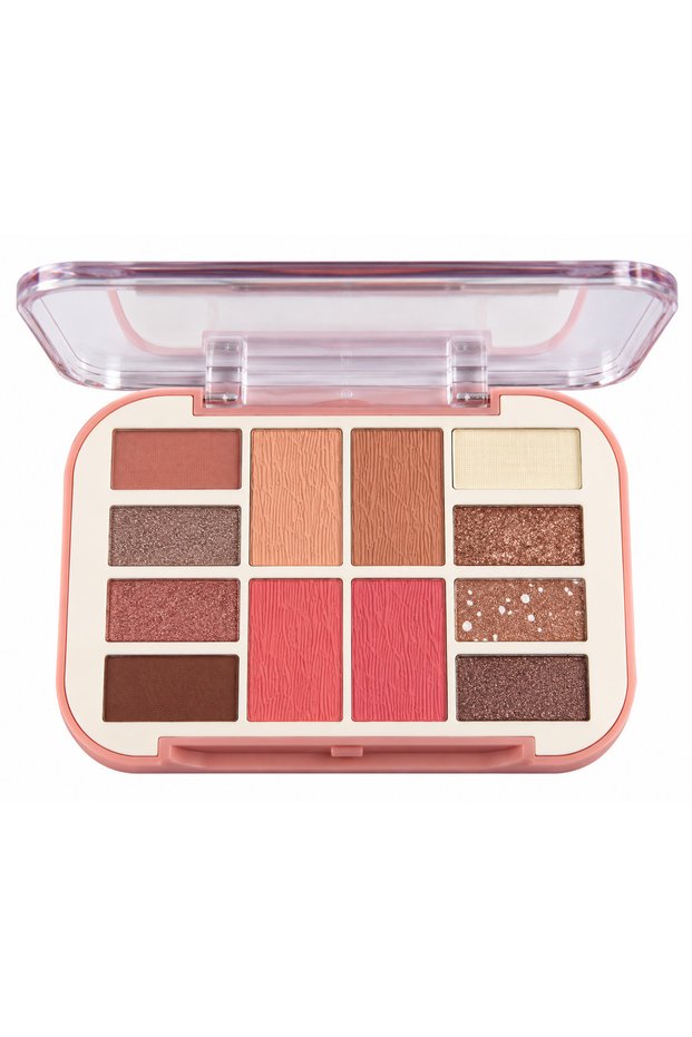 12-Color Eyeshadow, Blush, and Bronzer Palette – Matte and Shimmer Multi-Purpose Makeup Palette
