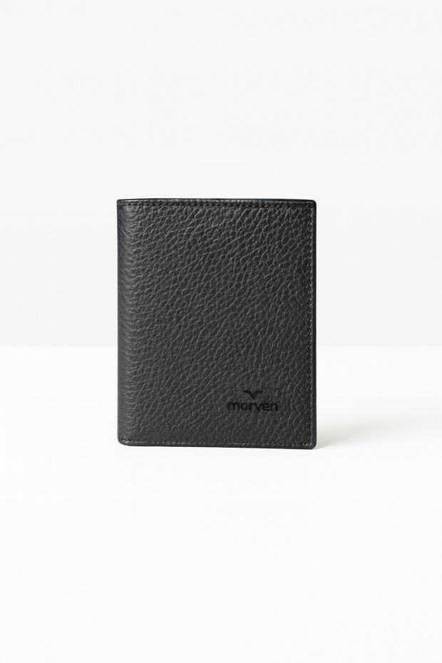 Men's Black 100% Leather Magnetic Wallet