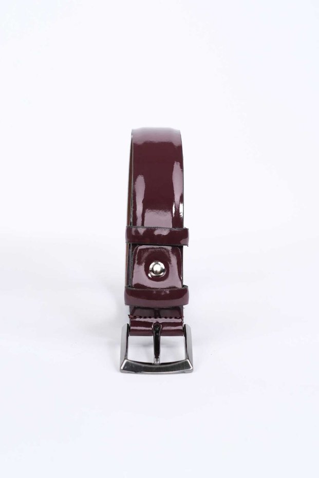 Men's Claret Red Classic Patent Leather Belt