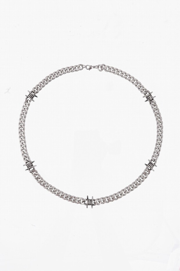 316L Barbed Wire Cuban Chain Men's Steel Necklace