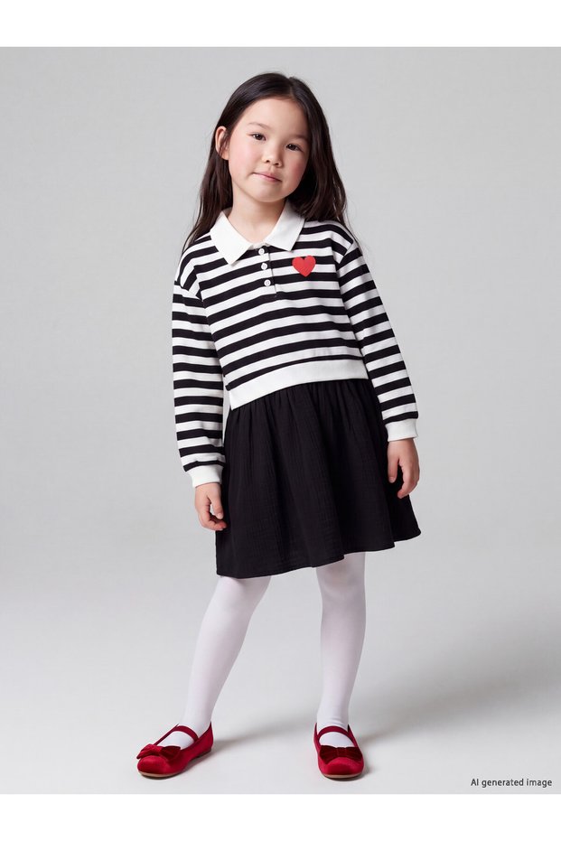 Peak New Season Ecru Polo Collar Girls' Dress