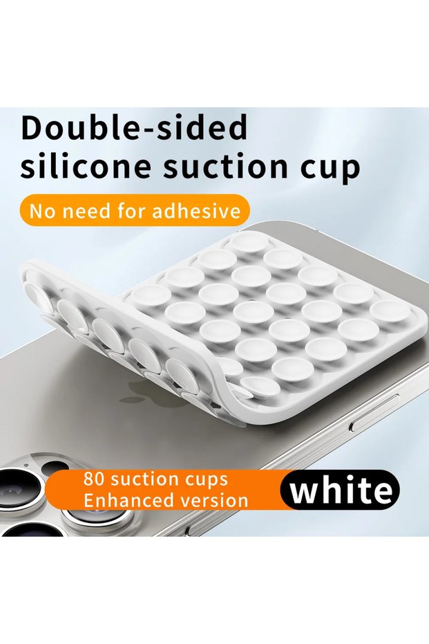 White Double Side Silicone Suction Pad For Mobile Phone Fixture Suction Cup Backed Adhesive Silicone