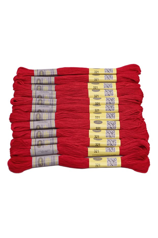 6 Strands 321 Red and Pink Color 12 Skeins Set 8 Meters Mercerized Egyptian Cotton Embroidery Floss
